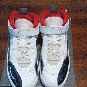 Jordan Kids White and Red Sneakers
